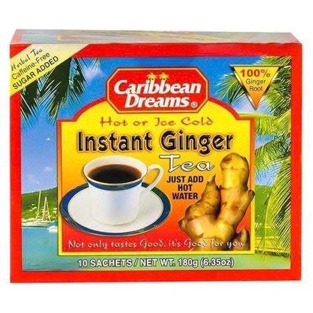 Caribbean Dreams Instant Ginger Tea, Pre-Sweetened, 10 Sachets (Pack of 3) Caffeine Free
