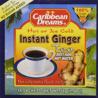 Caribbean Dreams Instant Ginger Tea Un-Sweetened, 14 Sachets
