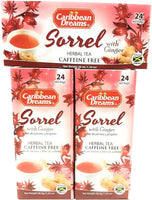 Caribbean Dreams Sorrel & Ginger Tea, 24 Tea Bags (Pack of 6) fast shipping