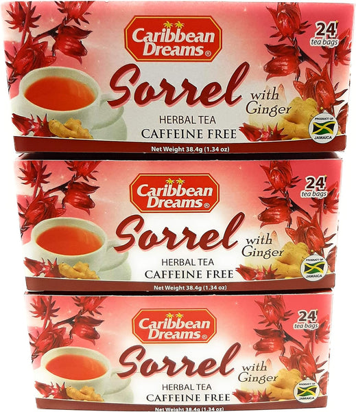 Caribbean Dreams Sorrel &amp; Ginger Tea, 24 sachets de thé (paquet de 3) expédition rapide