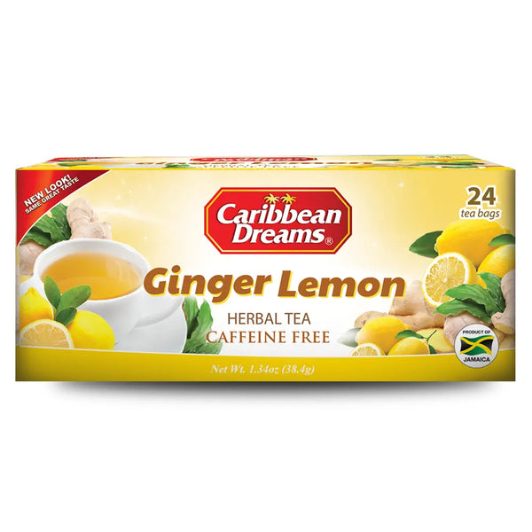 Caribbean Dreams Ginger Lemon Herbal Tea, 24 Teabags