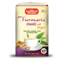 Caribbean Dreams Turmeric with Ginger Natural Herbal Tea Bags