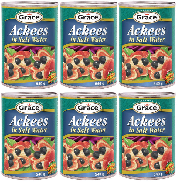 Grace Jamaican Ackees in Salt Water 540g (Pack of 6)