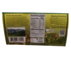 Back label of Ridgelyne 100% Jamaica Blue Mountain Coffee 4oz—nutrition facts, brewing directions and premium Jamaican coffee details available online across Canada.