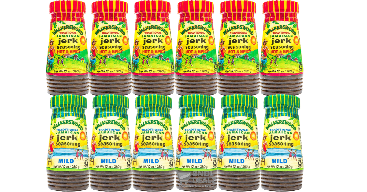 Walkerswood Jamaican Jerk Seasoning 12 Pack Mix – Hot & Spicy and Mild 10oz bottles – Authentic Caribbean marinade for BBQ, chicken, pork and grilling – Ships Canada & USA