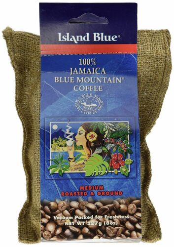 100% jamaican blue mountain coffee island blue roasted & ground 8 oz