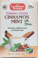 Caribbean Dreams Diabetics' Choice Cannelle Menthe avec thé Stevia (20 sachets de thé)